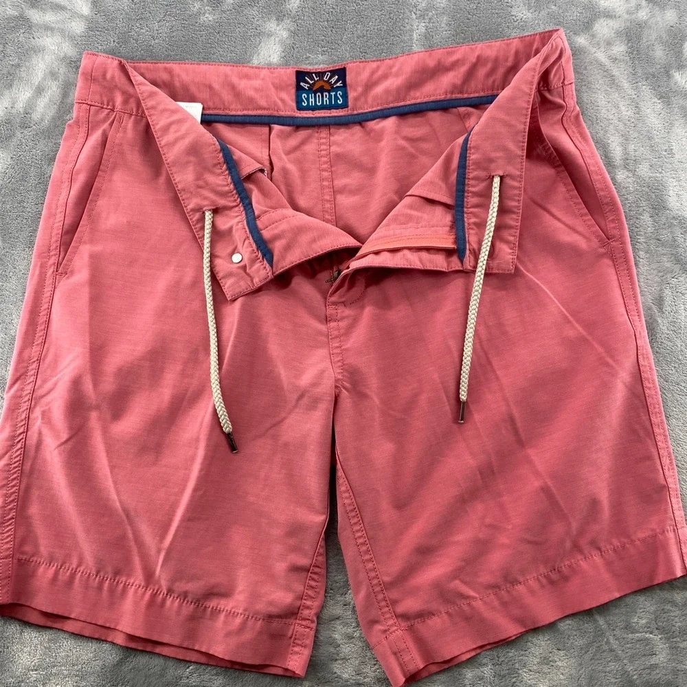 Faherty All Day Shorts Mens 32 Coral Pink Hybrid Board Shorts Quick Dry Stretch